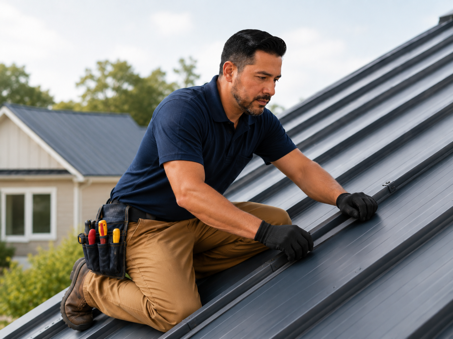 Metal roofing work by Suarez Remodeling